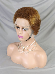 Versandfertige Afro Kinky Curly Kurze Bob-Perücken, Vorgezupfte Natürliche Haarperücke für Frauen, 13x4 Full Lace Front Echthaar-Perücken, Pixie-Schnitt - Product Image 4