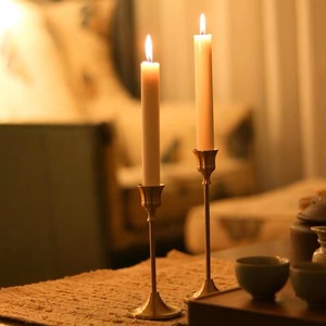 Antique Minimalist <strong>Brass</strong> Long Stemmed Tapered Candle <strong>Holder</strong> Stick Set <strong>Holders</strong> Decorative Gold <strong>Candlestick</strong> <strong>Holder</strong> - Product Image 4
