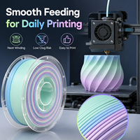 Filament PLA mat arc-en-ciel personnalisé, diamètre 1,75 mm, 1 kg par bobine, couleur dégradée pastel, impression 3D OEM, vente en gros sous vide