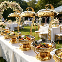 FLEY Plat à réchaud suspendu de luxe 8L plaqué or en acier inoxydable pour buffet, idéal pour hôtels, mariages et traiteurs