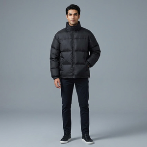 Veste d'hiver chaude pour homme en toile avec logo personnalisé FINER THREADS, col montant, logo frontal, rembourrage amovible, respirante et à séchage rapide - Product Image 1