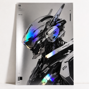 Affiche d'art personnalisée en feuille d'argent, impression anime/<span class=keywords><strong>manga</strong></span>, impressions holographiques métalliques, illustration Mecha <span class=keywords><strong>Expo</strong></span>, affiches Holo Fanart - Product Image 1