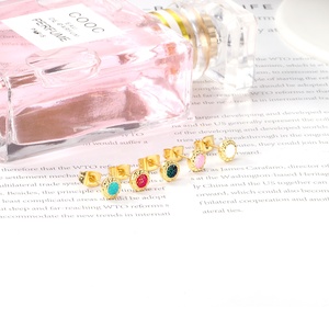 Ason <strong>Jewelry</strong> Popular <strong>Stainless</strong> <strong>Steel</strong> PVD 18k Gold Fashion Earrings Wholesale Girl Women Round Button Colorful Stud Earrings Set - Product Image 4