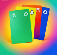 Tarjeta de Visita NFC Programable de PVC CR80, Resistente al Agua, para Redes Sociales: Instagram, Facebook, WhatsApp