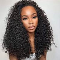 Demi-perruque en cheveux humains vierges bouclés, avec cordon de serrage réglable, sans colle, peignes sécurisés, sans perte de cheveux, pour femmes noires