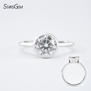 <b>Bubble</b> Ring 6.5MM 8MM Moissanite Ring Bezel Setting Sterling Silver ring - Product Image 1