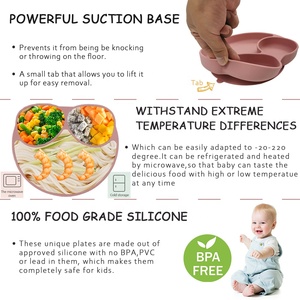 Assiette divisée en silicone pour tout-petits avec logo personnalisé, prix d'usine, forte ventouse, qualité alimentaire sans BPA, vaisselle pour repas d'enfants - Product Image 3