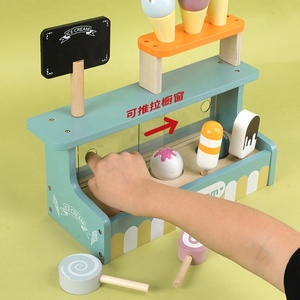 Juego de cocina de simulación, bandeja de helado Montessori, juego de simulación, juguete de madera, cono de helado, <span class=keywords><strong>juguetes</strong></span> de comida <span class=keywords><strong>para</strong></span> niños, educativo preescolar - Product Image 4
