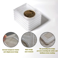 Support en acrylique pour pièces de monnaie, écologique et élégant, avec joint à 3 griffes, finition mate, scellage ultrasonique, empilable et portable