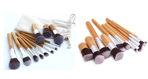 Lot <span class=keywords><strong>de</strong></span> 11 pinceaux <span class=keywords><strong>de</strong></span> maquillage pour fard à paupières bon marché avec manche en bambou et sac - Product Image 6