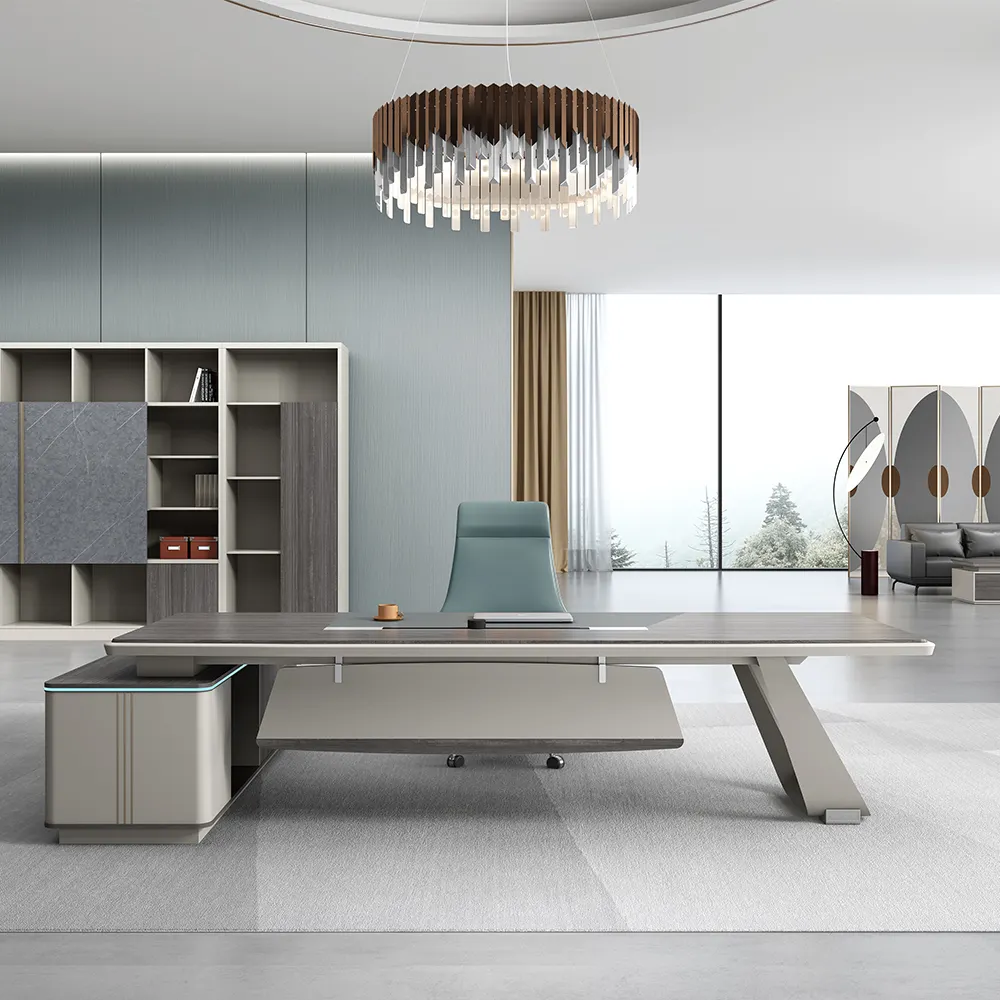 Modern Nieuw L-Vormig Kantoormeubilair Kan Worden Aangepast Executive Luxe Tai Tai Voorzitter Multi-Functionele Office Baas Desk