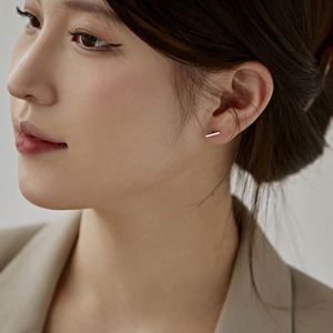 Dylam All Over Trendy Tiny Sterling <b>Silver</b> 925 Hypoallergenic Earing Bar Shape <b>Studs</b> Sterling 925 <b>Silver</b> Earrings <b>Stud</b> - Product Image 4