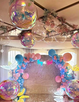 Boule de Noël réfléchissante en PVC irisé, sphère géante à bulles, ballon miroir gonflable brillant pour la publicité de fête, logo personnalisé