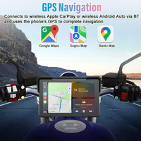 Grabadora de Doble Cámara para Motocicleta con Pantalla de 7 Pulgadas, CarPlay y Android Auto Inalámbricos, Bluetooth Integrado, Navegación GPS y Grabación en Bucle