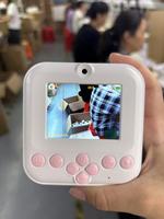 Appareil photo instantané pour enfants, mini appareil photo numérique noir pour enfants, meilleurs cadeaux, appareil photo thermique HD à 2 objectifs pour enfants