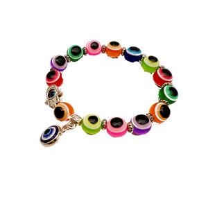 Pulsera de la Suerte Ojo Turco Multicolor Elástica con Cuentas, Joyería Unisex, Regalo, Protección Ojo Azul, Pulsera de Moda - Product Image 5