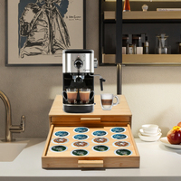Support de capsule de dosette de café Nespresso en bambou en bois et support de machine à café de type debout avec tiroir pour l'installation de cuisine