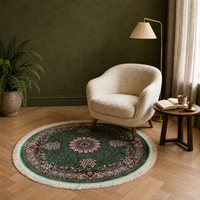 Round Carpet Green Floral Bloom Pattern Area Rug for Living Room Bedroom Home Decor Floor Mat Wholesale 100cm