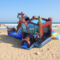 Château gonflable pirate de luxe écologique pour 12 personnes avec toboggan, qualité commerciale, pour jardin