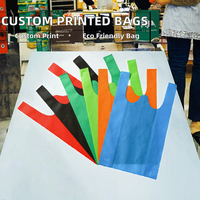 Sac de courses biodégradable en plastique personnalisé avec impression couleur pour fabricant de sacs de transport pour vêtements et t-shirts, destiné aux restaurants et usines d'emballage alimentaire