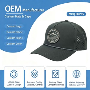 Customized 5 Panel 3D Embroidery Logo Perforated Brim Rope Sports Dad Baseball Cap <b>Waterproof</b> Sweatproof Golf Laser Cut Hole <b>Hat</b> - Product Image 1