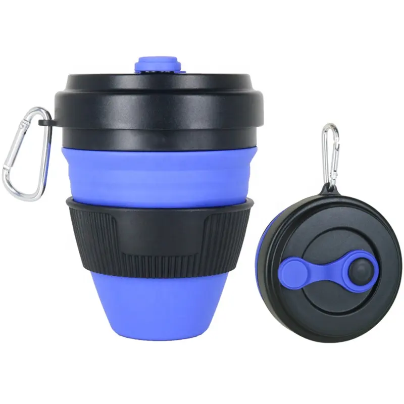 450Ml Custom Gift Silicone Folding Coffee Cup Retractable Water Cup Outdoor Travel Accompanying Cup