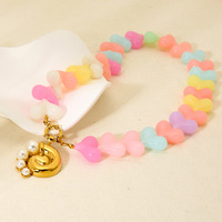 Collier bohème multicolore avec perles en forme de cœur, pendentif plaqué or N830