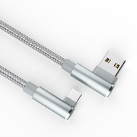 Tresse en nylon 1m 3.3Ft Usb C 90 degrés à angle droit câble de données de charge de type C