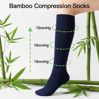 Chaussettes de compression graduée en bambou respirantes et fines pour jeunes femmes et hommes, tailles plus, 15-20 mmHg, idéales pour la course et les voyages (ODM)