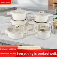 Poêle antiadhésive moderne multi-casseroles à vapeur marmite à soupe aux nouilles couvercle en verre transparent double poignées ménage