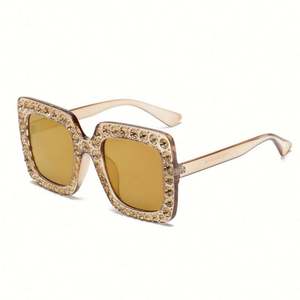 Gafas de Sol de Moda 2019 para Mujer, Gafas de Sol de Lujo Color Rosa Espejo, Gafas de Sol Cuadradas con Diamantes de Gran Tamaño - Product Image 2