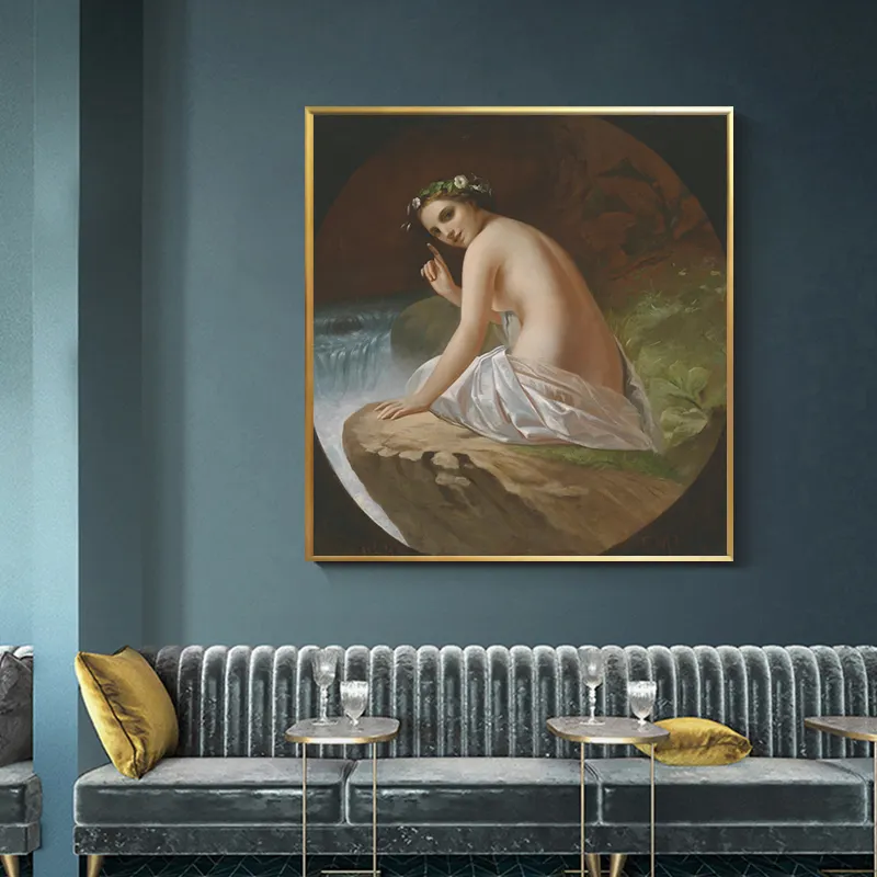 Dekorasi ruang tamu lukisan minyak wanita punggung terbuka seksi cantik lukisan gadis seks telanjang lukisan tangan