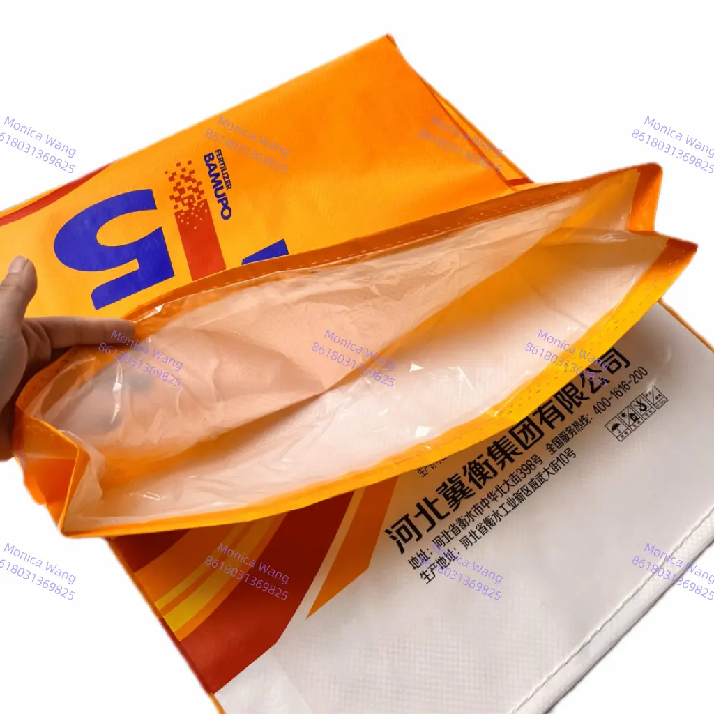 25kg 40kg 50kg tahan air PE liner BOPP laminasi pp tas tenun untuk pupuk gula garam jagung paket karung