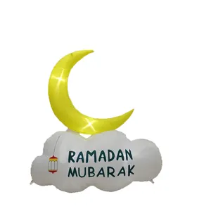 Mobestech 3PCS Ramadan Mubarak Eid Decorations Wooden Moon Star Lights Table  Top