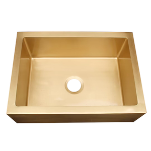 Lüks El Yapımı Tek Hazneli Dikdörtgen Pirinç Önlüklü Lavabo Özel Sarı Çiftlik Evi Mutfak Tek Delikli Fırçalanmış Kaplama Ev Villası 5 - Product Image 2