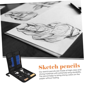 Kit de dessin et d'esquisse personnalisé de 35 pièces, ensemble de crayons à dessin, crayons graphite, gomme, accessoires de dessin professionnels, crayons à dessin pour l'école - Product Image 2