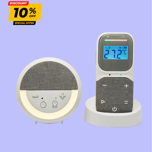 Rechargeable Audio Baby Monitor with Swivel Belt Clip NiMH/Li-Poly Battery 2-Way Audio 2 White <b>Noises</b> 6 Lullabies - Product Image 1