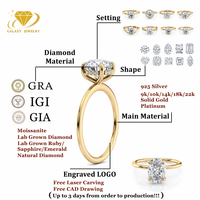 Bague de fiançailles de luxe à trois pierres taille émeraude, certifiée IGI, en or 9K 10K 14K 18K, avec diamant de laboratoire 2CT 3CT 4CT 5CT