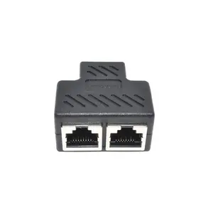 Adaptador divisor RJ45 8P8C Cabo Ethernet Lan de 1 a 2 maneiras Porta fêmea dupla CAT5/6/7