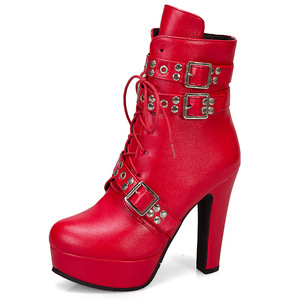 All'ingrosso da donna <span class=keywords><strong>con</strong></span> fibbia per cintura <span class=keywords><strong>con</strong></span> rivetto <span class=keywords><strong>con</strong></span> suola spessa scarpe in pelle <span class=keywords><strong>con</strong></span> plateau <span class=keywords><strong>con</strong></span> punta tonda stivali da donna Sexy e pesanti <span class=keywords><strong>stivaletti</strong></span> - Product Image 4