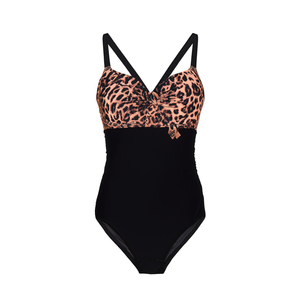 Costume da bagno intero HDJ con stampa leopardata, taglie forti, controllo pancia, modello aderente BZ77093 - Product Image 1
