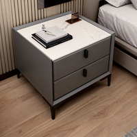 Table de chevet moderne en bois durable, directement de l'usine, pour chambre d'hôtel, meuble de rangement latéral robuste pour salon, avec plateau en pierre