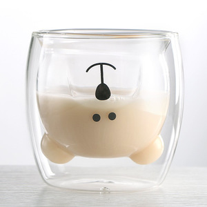 Tasse à café en verre transparent à double paroi isolée, motif ours de dessin animé, pour le lait, le petit-déjeuner, cadeau - Product Image 3