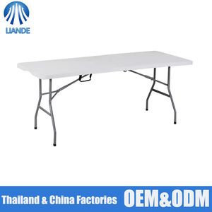 आधुनिक हल्के आयताकार प्लास्टिक फोल्डिंग डाइनिंग टेबल स्थिर hdpe टेबलटॉप वाटरप्रूफ uv-इनडोर/आउटडोर उपयोग के लिए प्रतिरोधी - Product Image 1