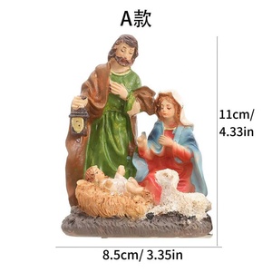 Three-Person Family Statue Resin <b>Craft</b> Handicraft Christmas Decoration Desktop Ornament and Holiday Gift Jesus Figurine - Product Image 3