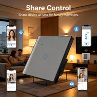 Interrupteur tactile intelligent UBARO EU Tuya Zigbee en verre trempé, unipolaire, avec contrôle à distance par application, programmation, compatible Google Home, Alexa, Alice Voice