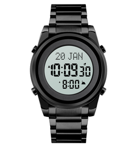 Montre SKMEI 1734 en gros, lumière EL, alarme horaire, sport, LED, hommes, haut <span class=keywords><strong>de</strong></span> gamme, Parais Azan, pour <span class=keywords><strong>les</strong></span> <span class=keywords><strong>prières</strong></span> musulmanes, avec bracelet en acier inoxydable - Product Image 4