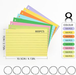 Myway 800 PCS thẻ chỉ số, 3x5 inch màu THẺ FLASH với vòng, lót Notecards Cai Trị nghiên cứu thẻ - Product Image 2