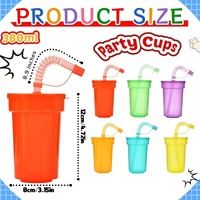 Gobelet en plastique translucide jetable personnalisé avec logo, paille flexible, couvercle anti-déversement, sans BPA, écologique, moderne et pratique pour la vente en gros