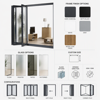 Porte pliante intérieure en plastique-acier, étanche, UPVC, double vitrage, anthracite, pour maison, appartement, balcon